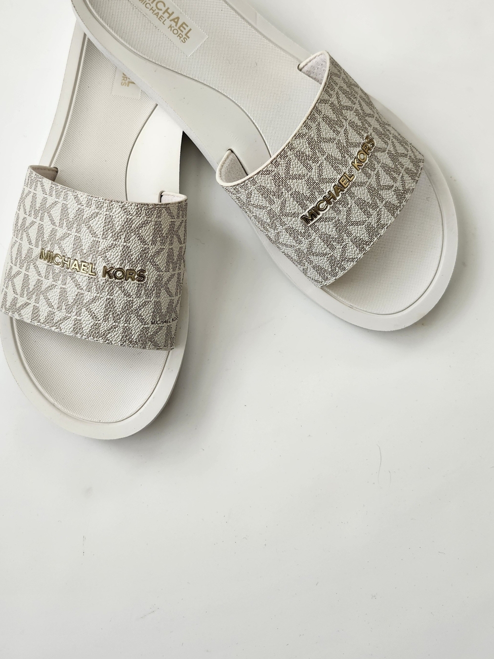 Michael Kors Logo Slide Sandals White Size 8